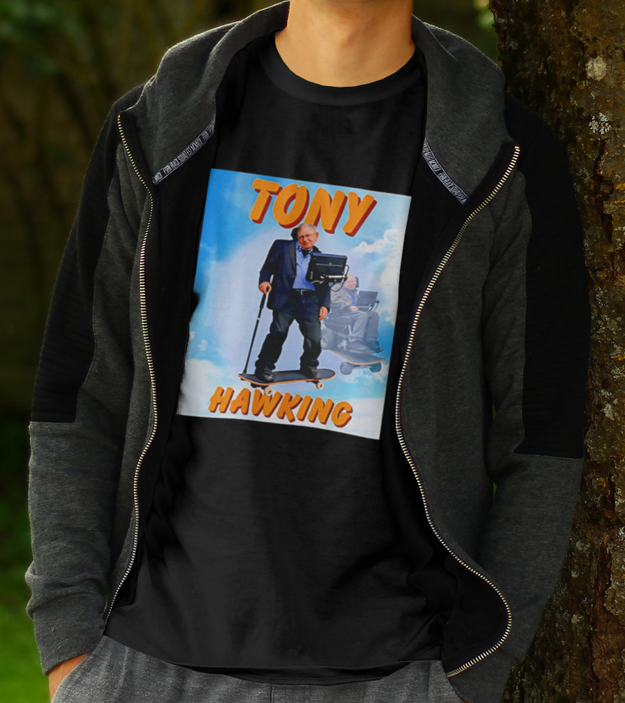 Tony Hawking Skateboard Fusion Surreal Humor T-Shirt