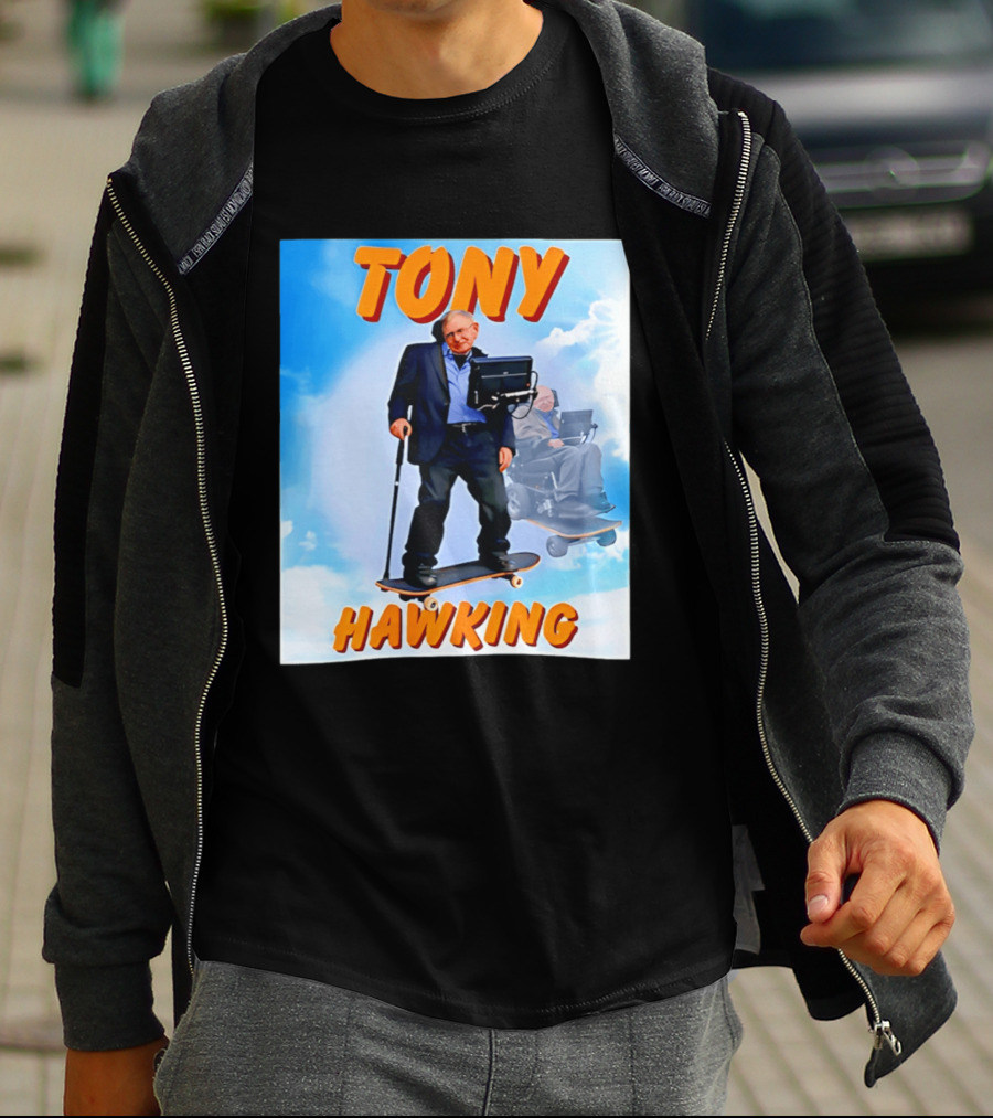 Tony Hawking Skateboard Fusion Surreal Humor T-Shirt