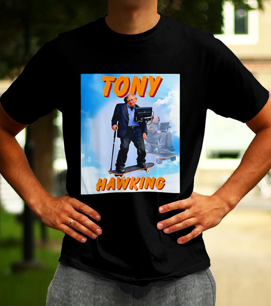 Tony Hawking Skateboard Fusion Surreal Humor T-Shirt