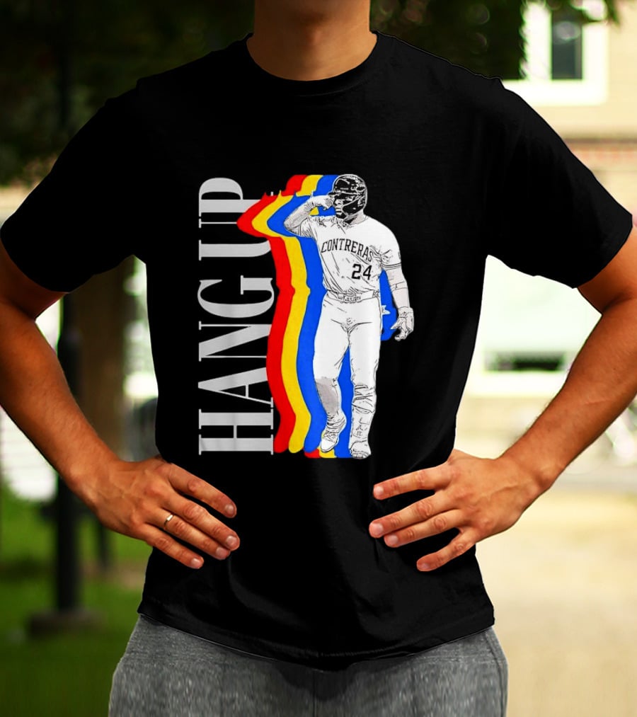 Willson Contreras 24 Hang Up Baseball Art With Colorful Stripes T-Shirt