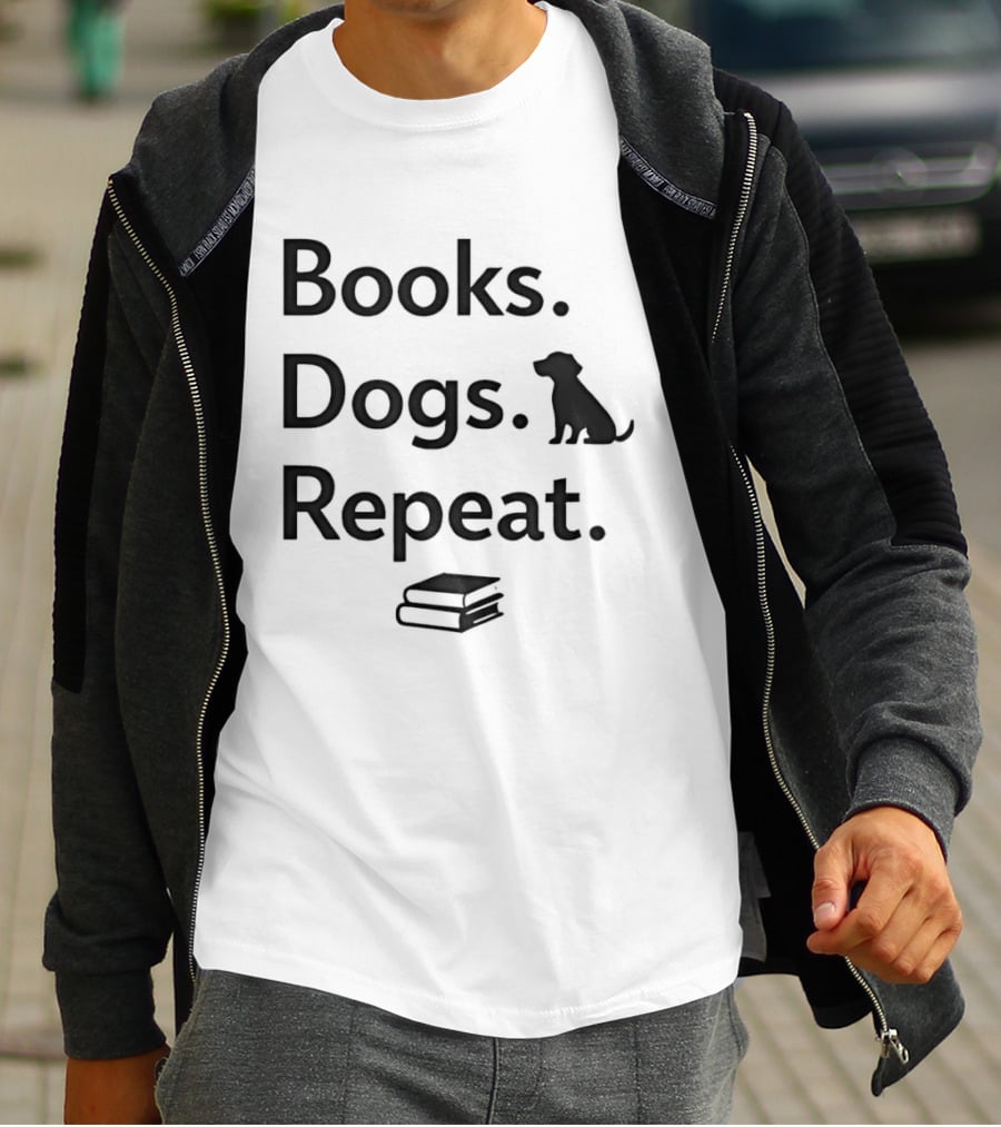 Books Dogs Repeat Dog Books Repeat Dogs T-Shirt