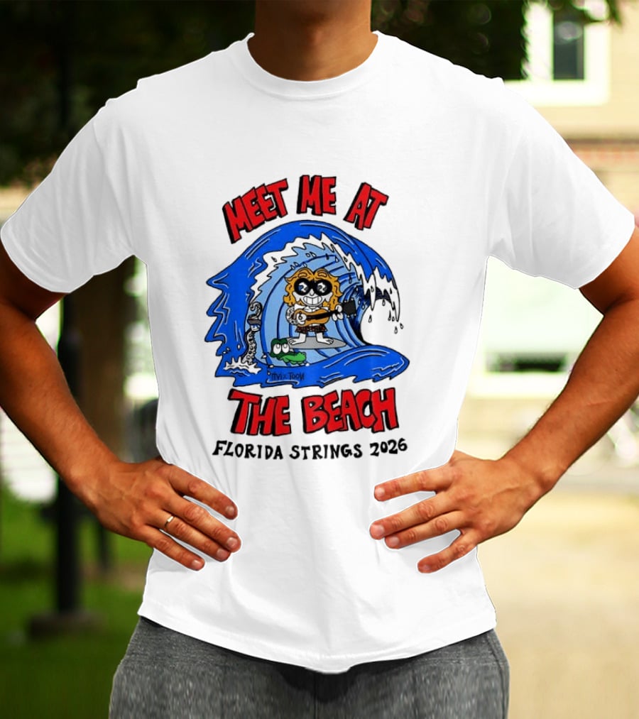 Meet Me At The Beach Florida Strings 2026 Surfing Wave T-Shirt