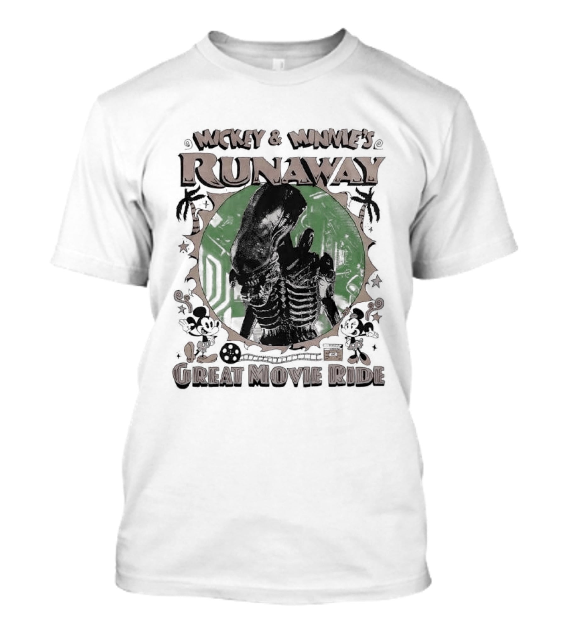 Mickey And Minnie's Runaway Great Movie Ride Xenomorph Alien T-Shirt