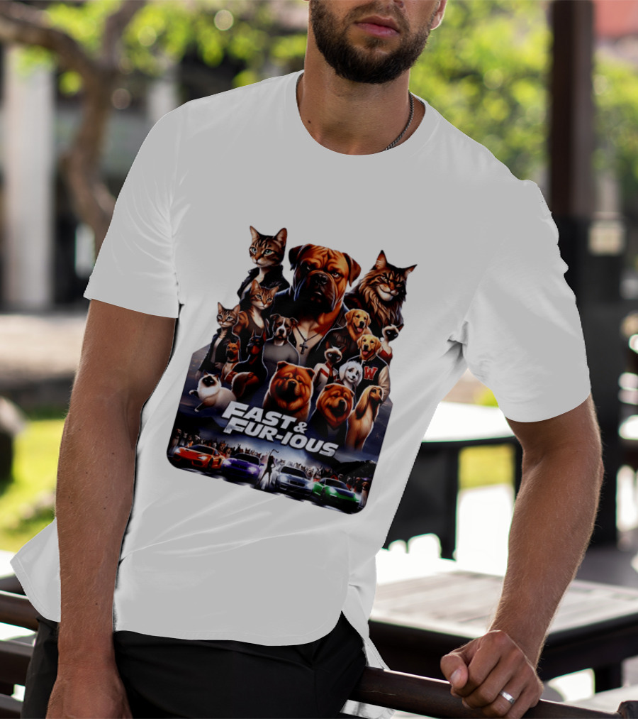 Fast & Fur Ious Dogs And Cats Mashup With Cars T-Shirt