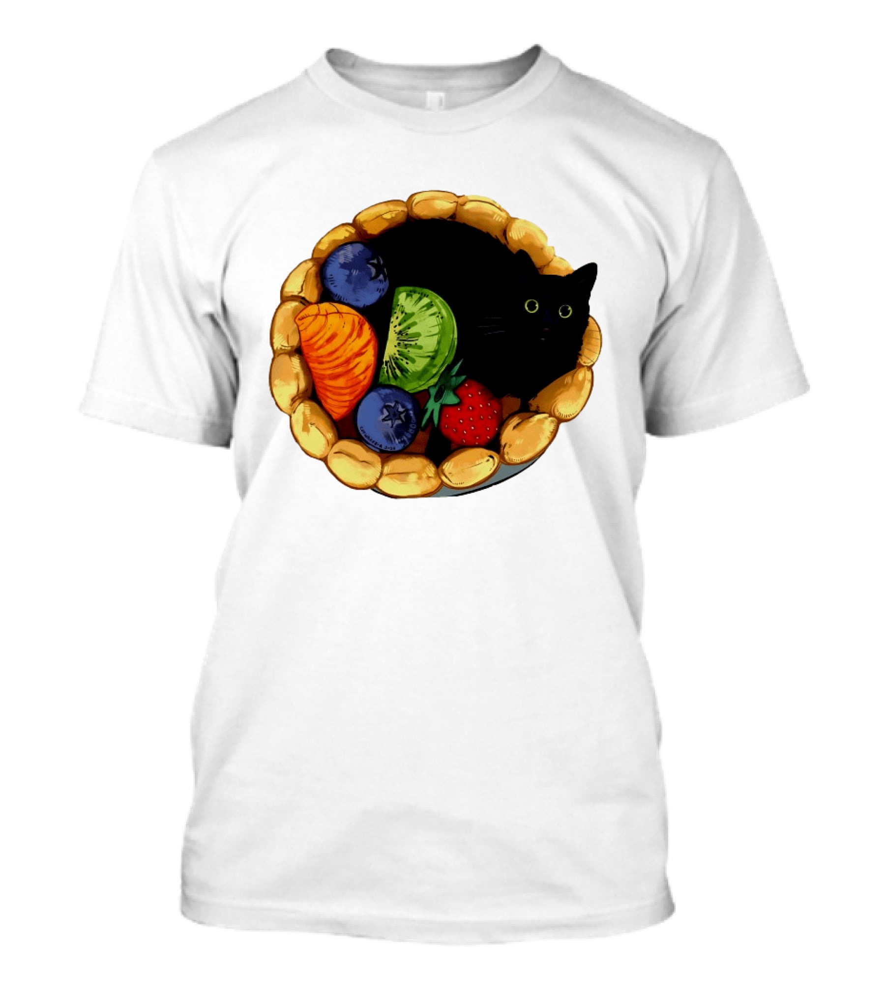 Black Cat Surrounded By Mixed Fruit Tart T-Shirt