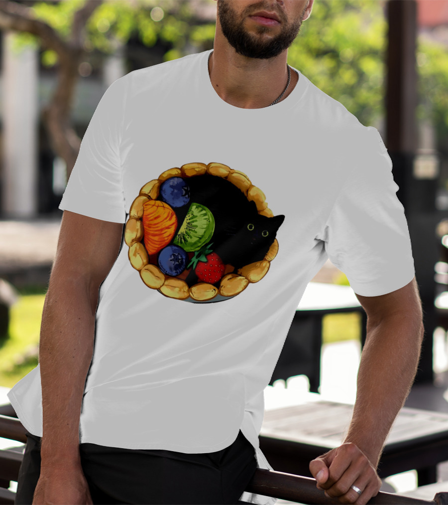 Black Cat Surrounded By Mixed Fruit Tart T-Shirt