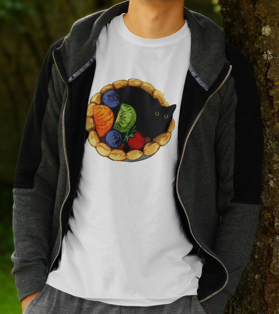 Black Cat Surrounded By Mixed Fruit Tart T-Shirt