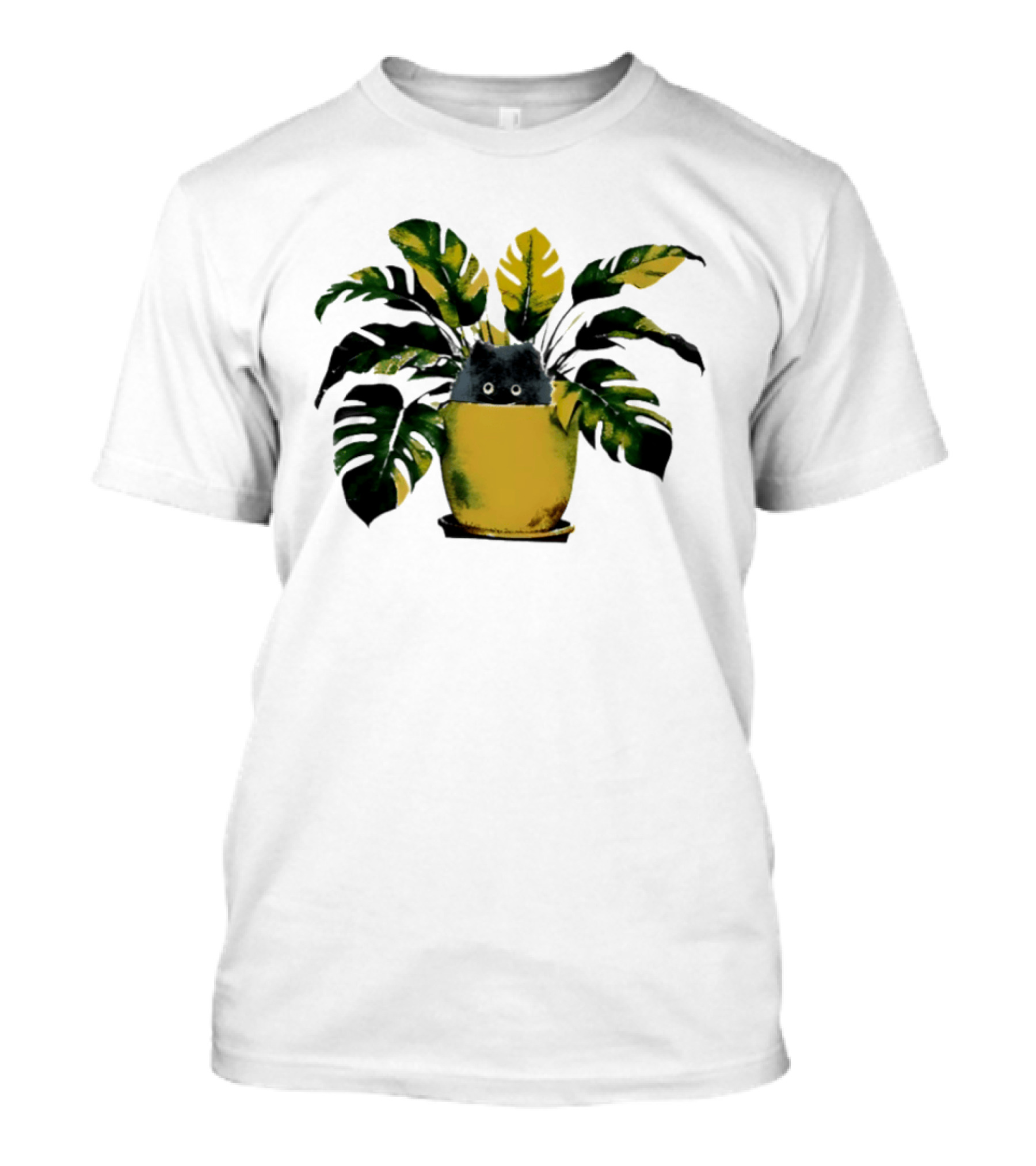 Cat In Monstera Potted Plant T-Shirt