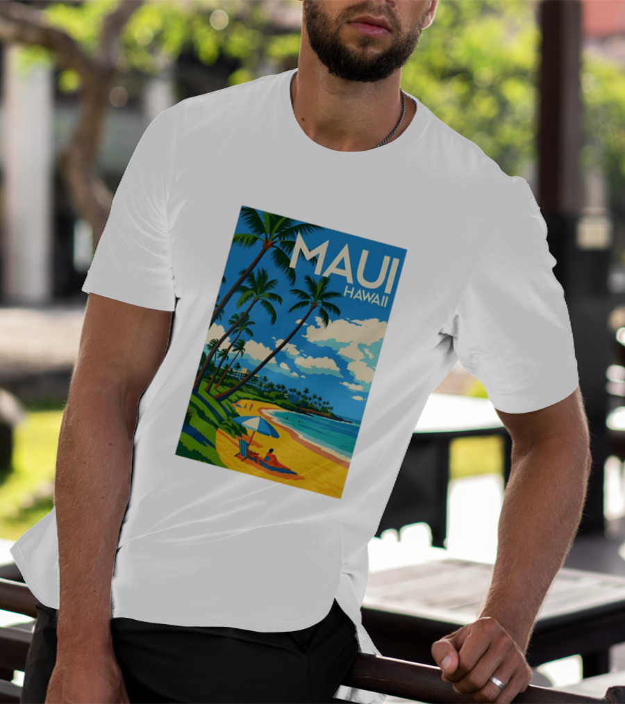 Maui Hawaii Palm Trees Beach Scene T-Shirt