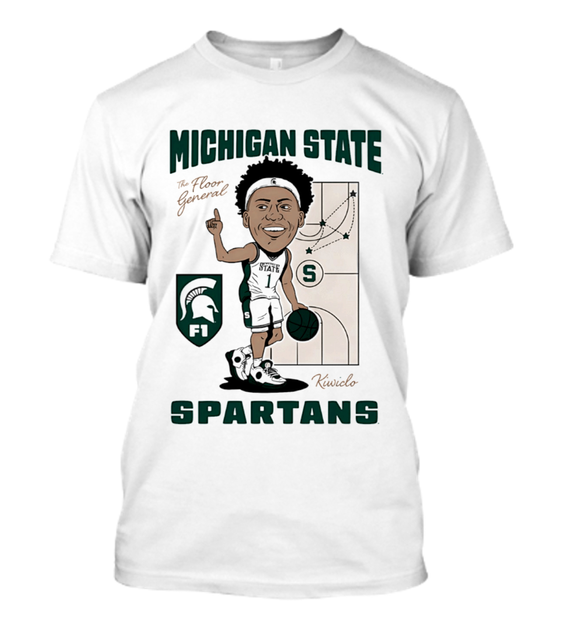 Michigan State Spartans Jeremy Fears Jr The Floor General Caricature T-Shirt