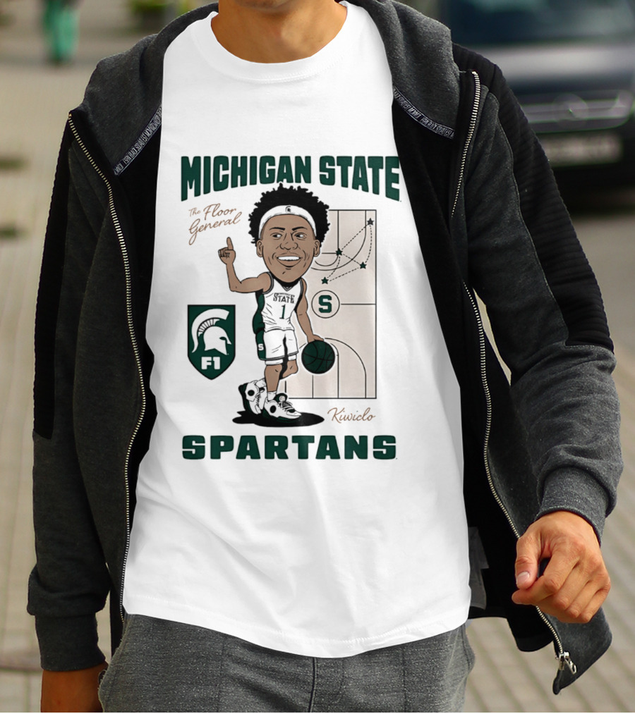 Michigan State Spartans Jeremy Fears Jr The Floor General Caricature T-Shirt