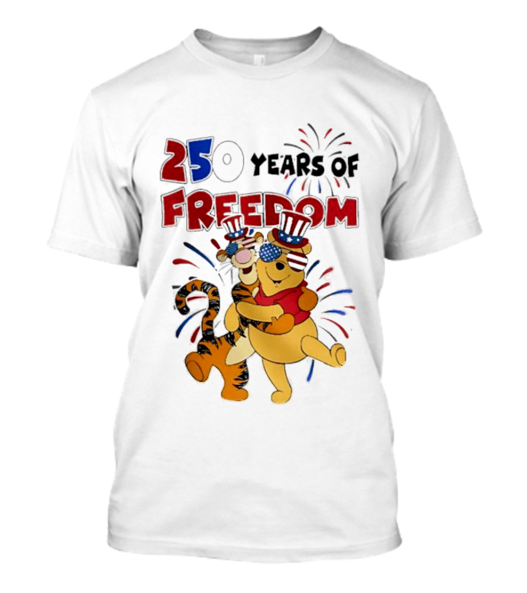 250 Years Of Freedom Winnie The Pooh And Tiger Celebration T-Shirt