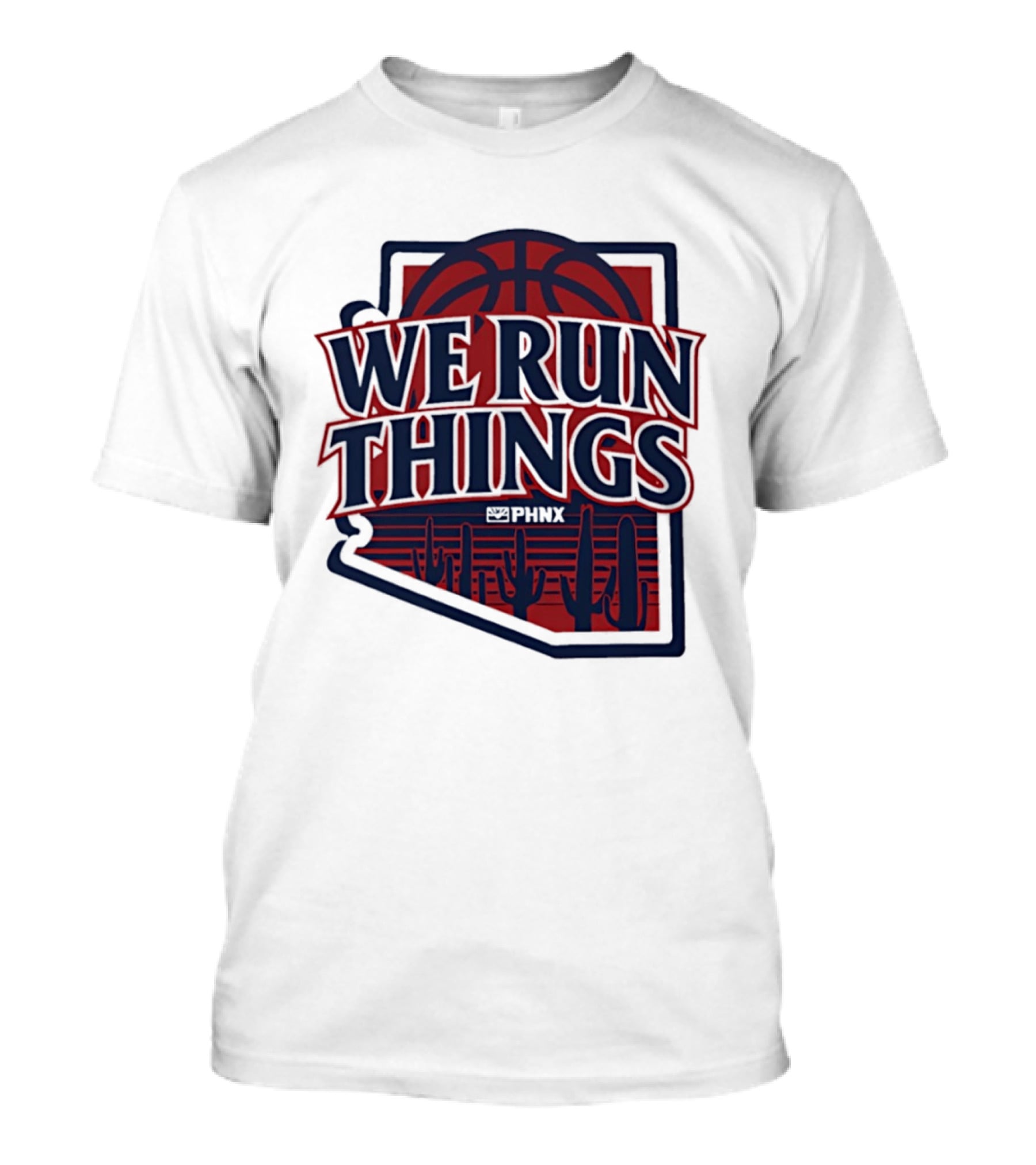PHNX We Run Things Cactus Basketball Desert Scene T-Shirt