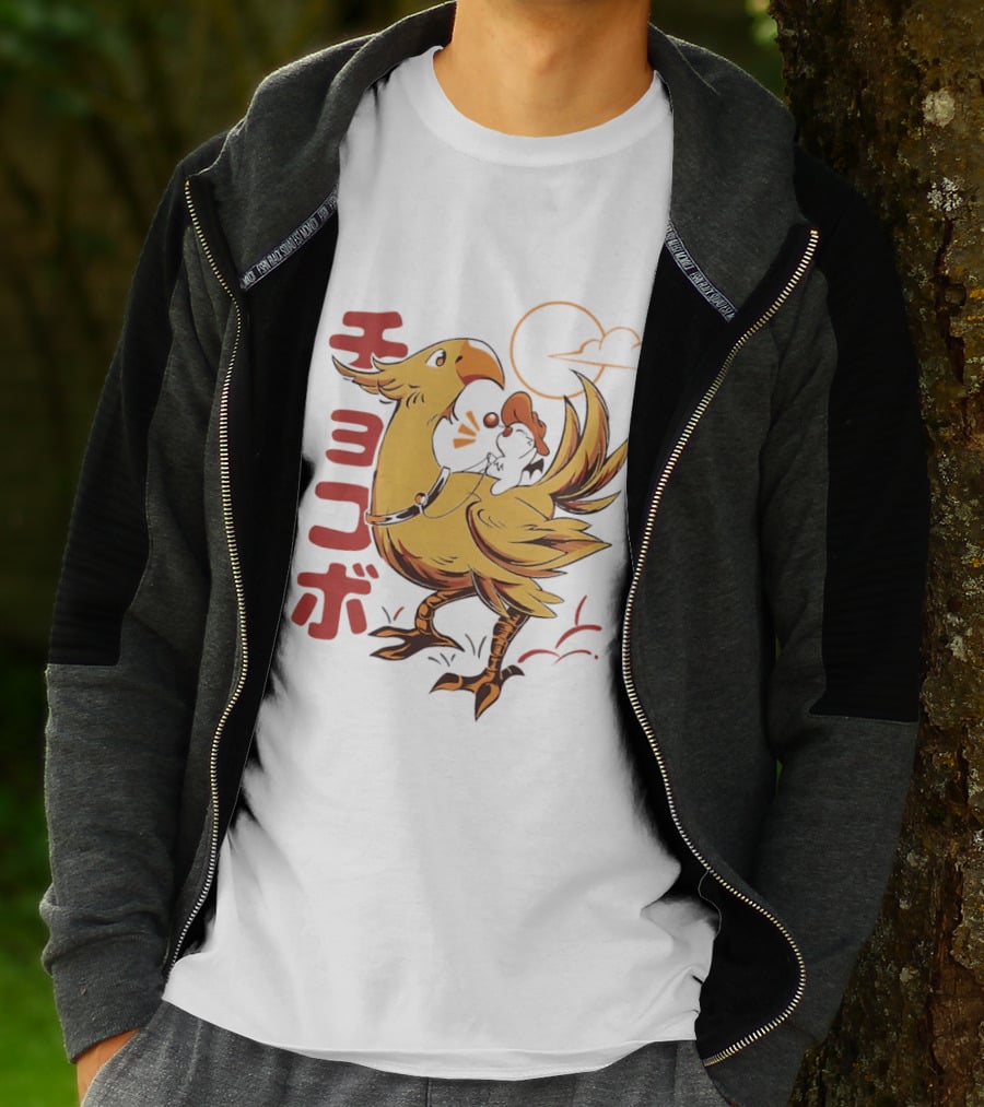 Kaweehaw Cowboy Moogle Riding Chocobo Retro Style Japanese T-Shirt