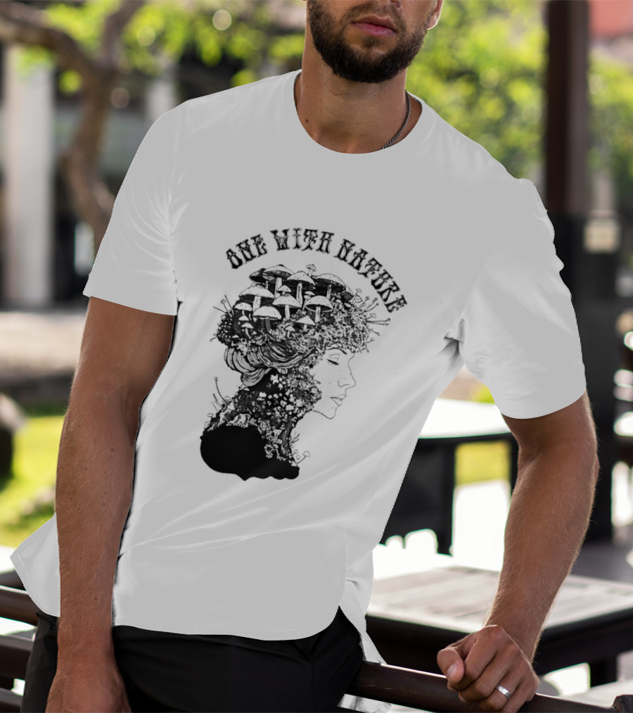 One With Nature Women Mushroom Psychedelic Fungi T-Shirt