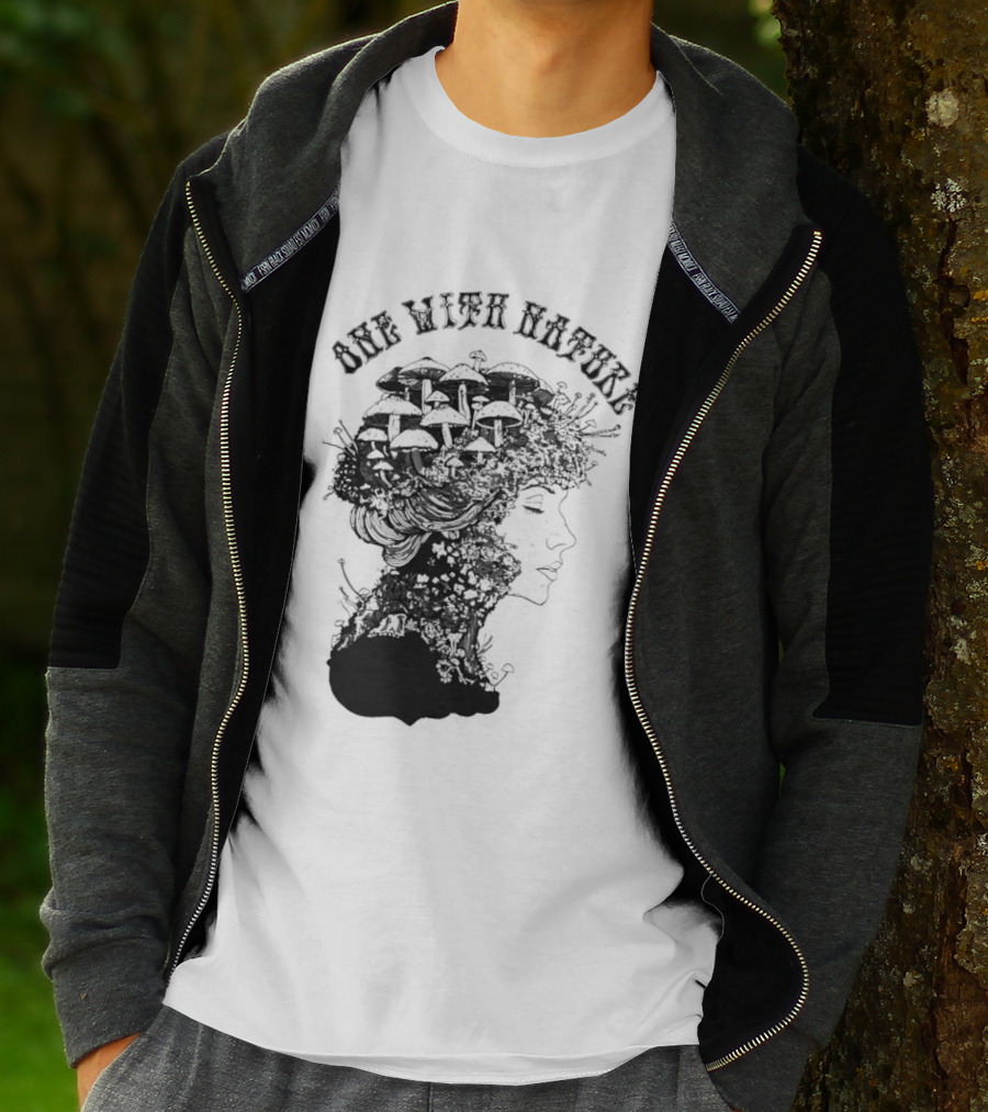 One With Nature Women Mushroom Psychedelic Fungi T-Shirt