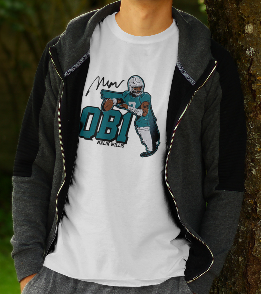 Malik Willis QB1 Miami Dolphins Quarterback 7 Football T-Shirt