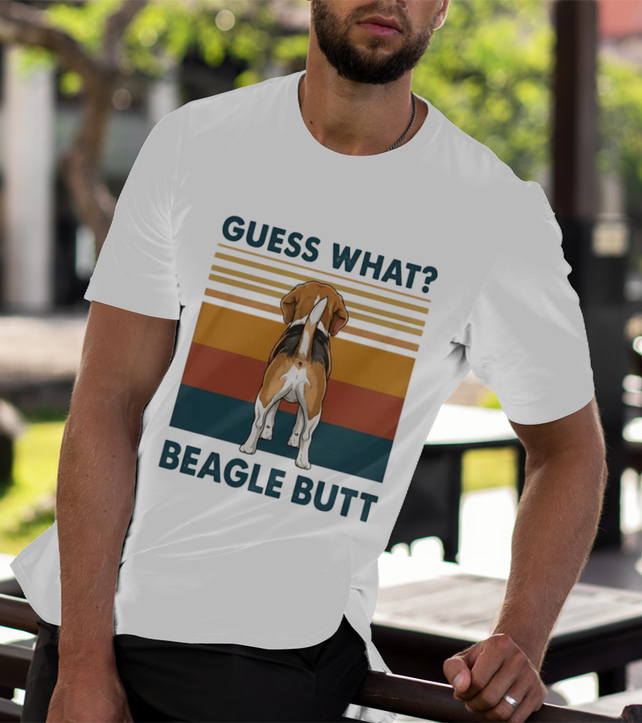 Guess What Beagle Butt Retro Stripes T-Shirt