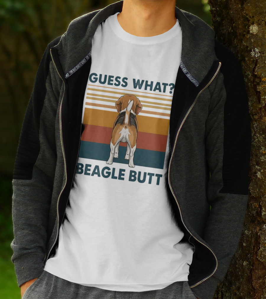 Guess What Beagle Butt Retro Stripes T-Shirt
