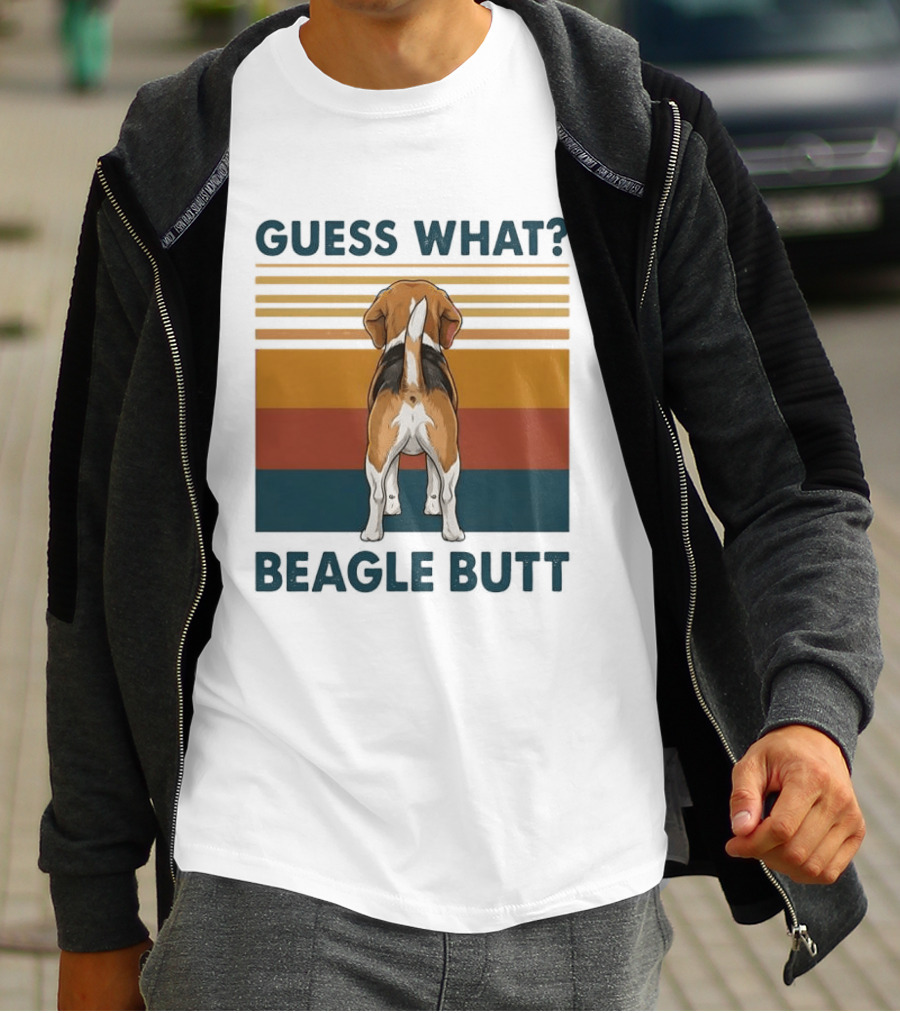 Guess What Beagle Butt Retro Stripes T-Shirt