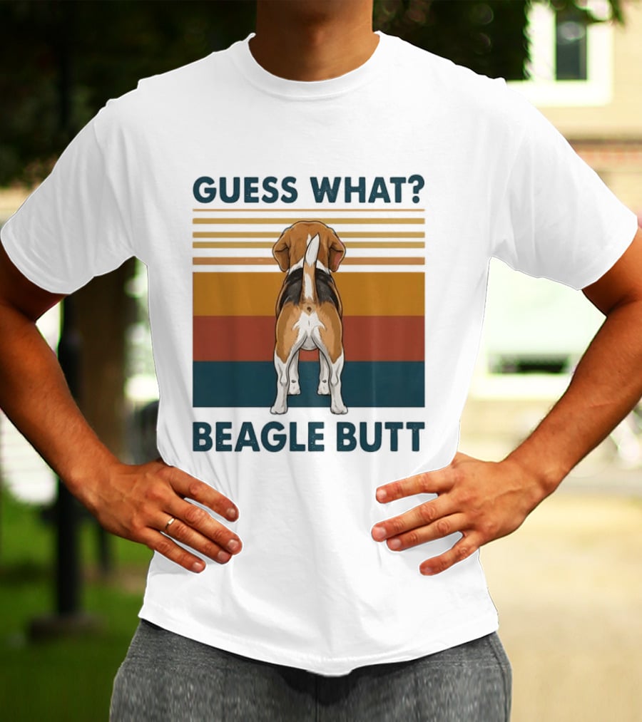 Guess What Beagle Butt Retro Stripes T-Shirt