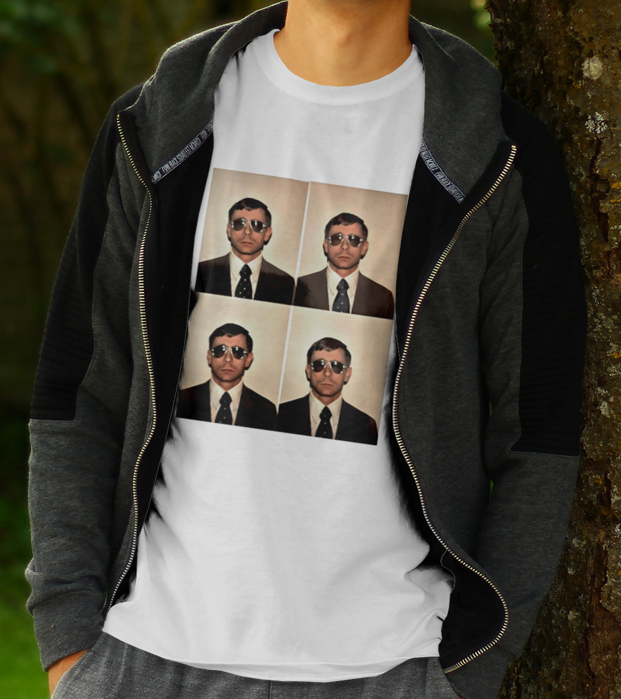 SGM Mike Vining Blasting Through Iconic Sunglasses Suit Portrait Quad T-Shirt