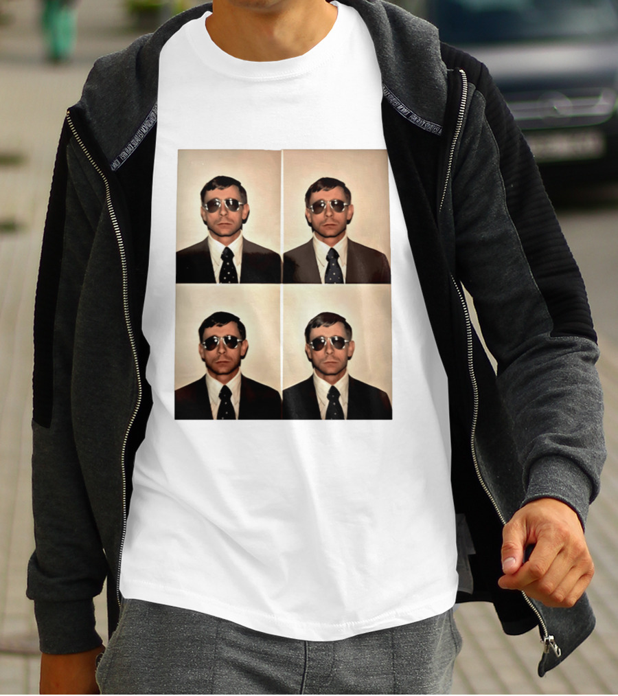 SGM Mike Vining Blasting Through Iconic Sunglasses Suit Portrait Quad T-Shirt
