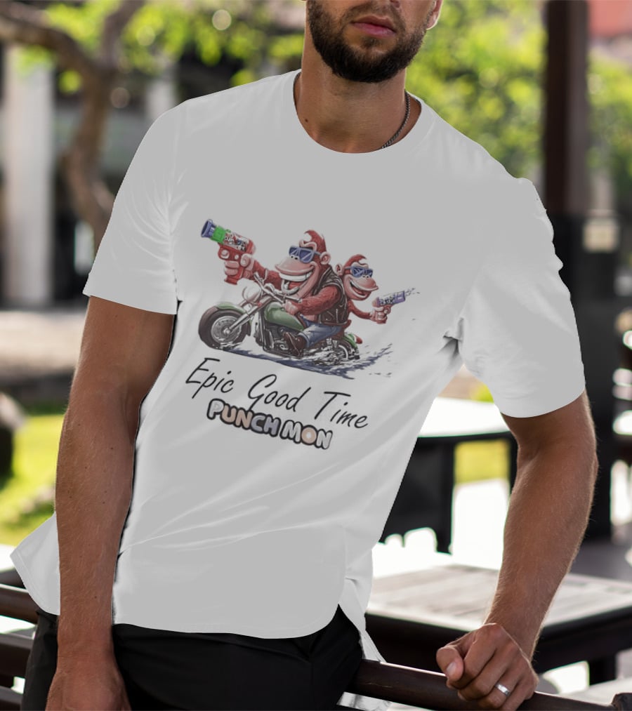 Epic Good Time Punch Mon Motorcycle Monkeys Fun Adventure T-Shirt
