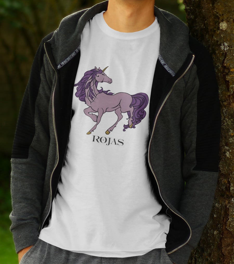 Rojas Pink Unicorn With Purple Mane T-Shirt