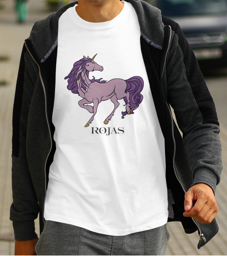 Rojas Pink Unicorn With Purple Mane T-Shirt