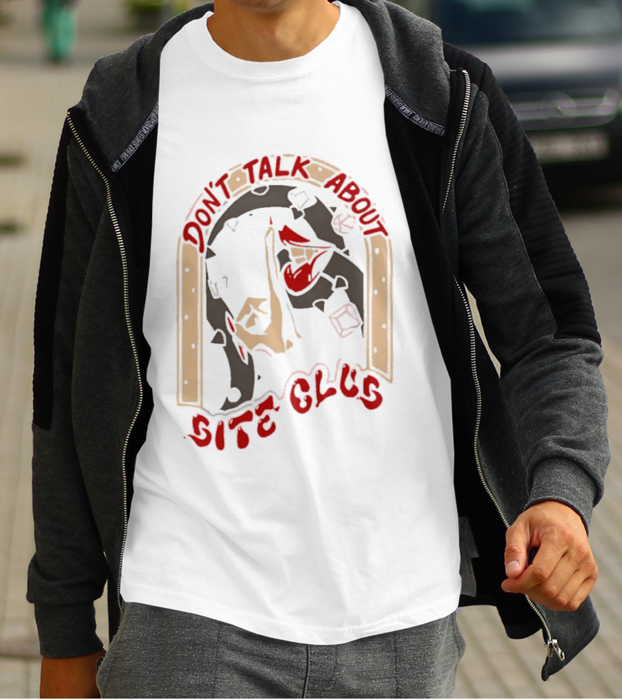 Don't Talk About Bite Club Sealed Lips Finger Gesture T-Shirt