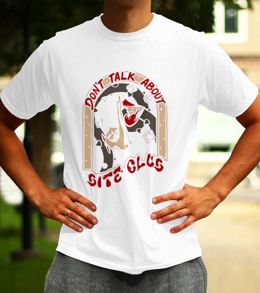 Don't Talk About Bite Club Sealed Lips Finger Gesture T-Shirt