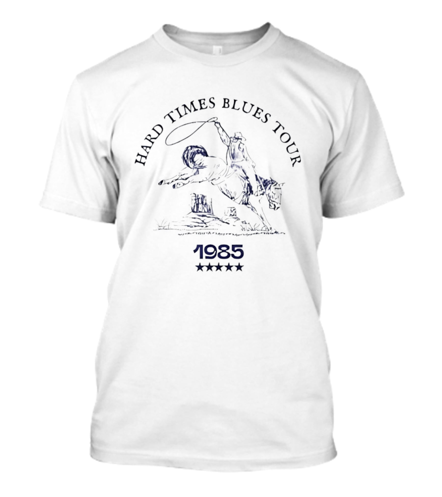 Hard Times Blues Tour 1985 Cowboy Roping Scene T-Shirt