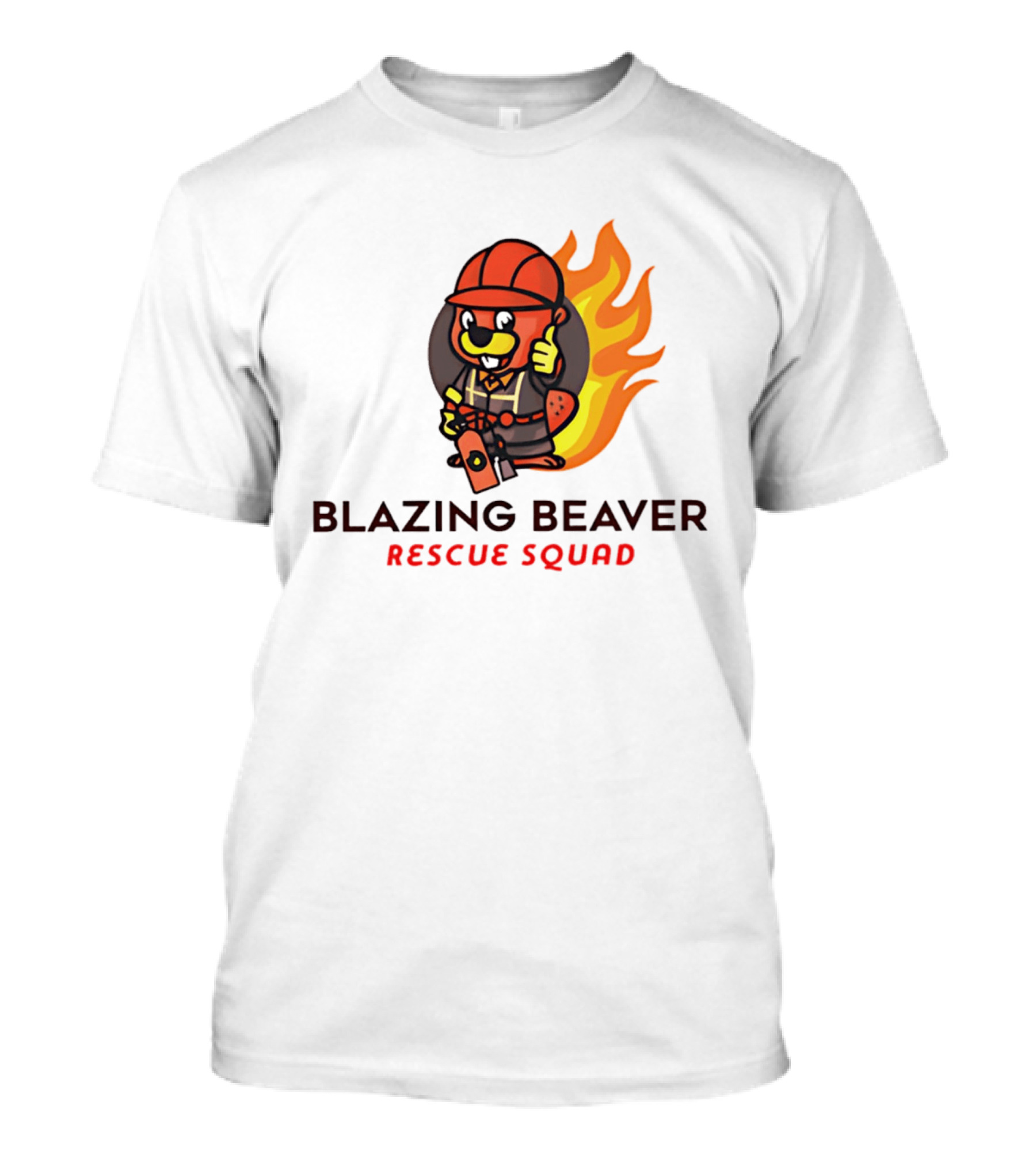 Blazing Beaver Firefighter Mascot Rescue Squad Flame T-Shirt
