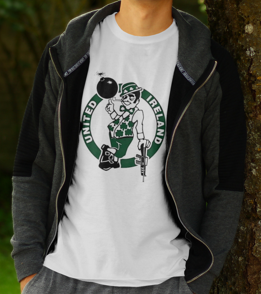 Boston Celtics United Ireland Mascot Holding Traditional T-Shirt