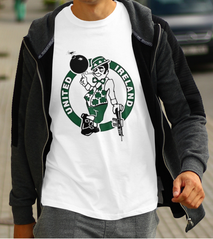 Boston Celtics United Ireland Mascot Holding Traditional T-Shirt