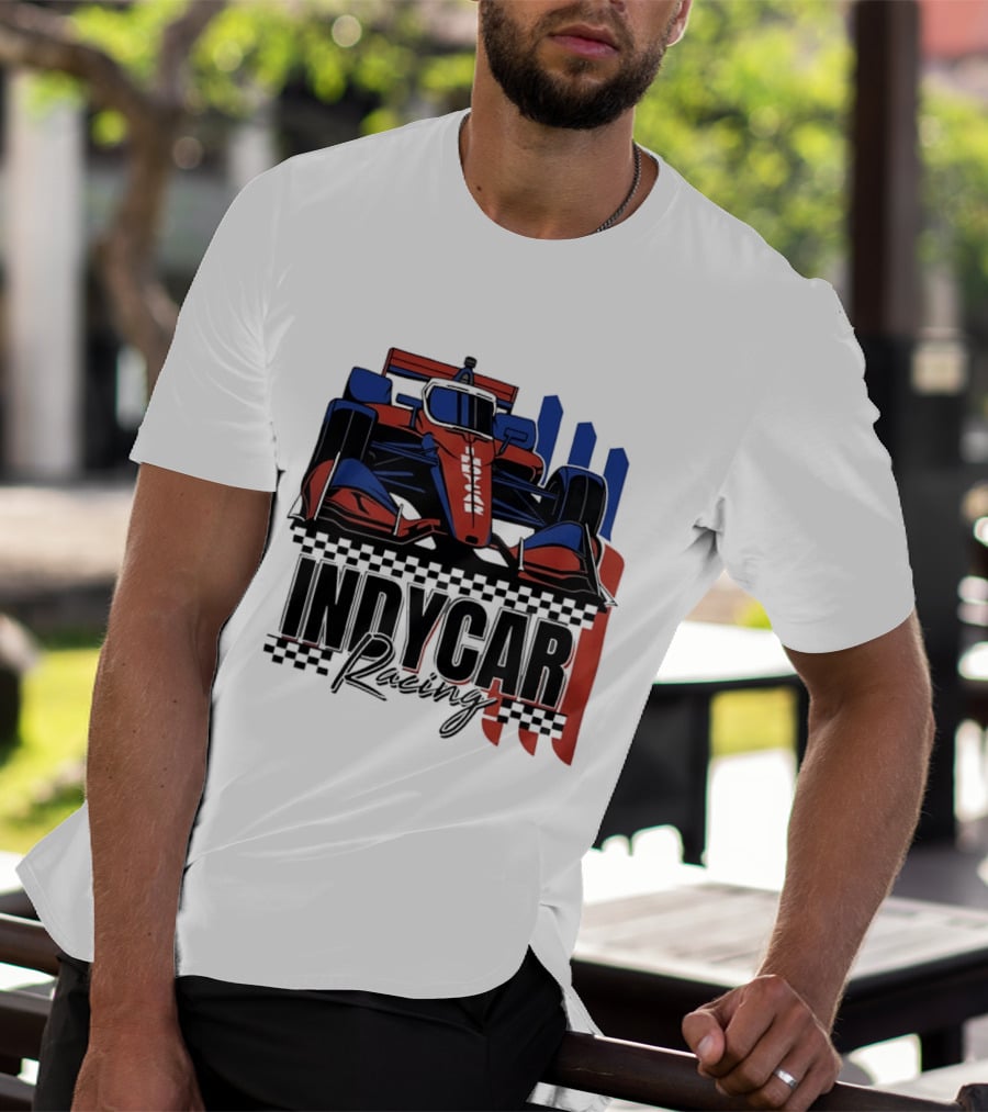 Indycar Racing Racecar Checkered Flags T-Shirt