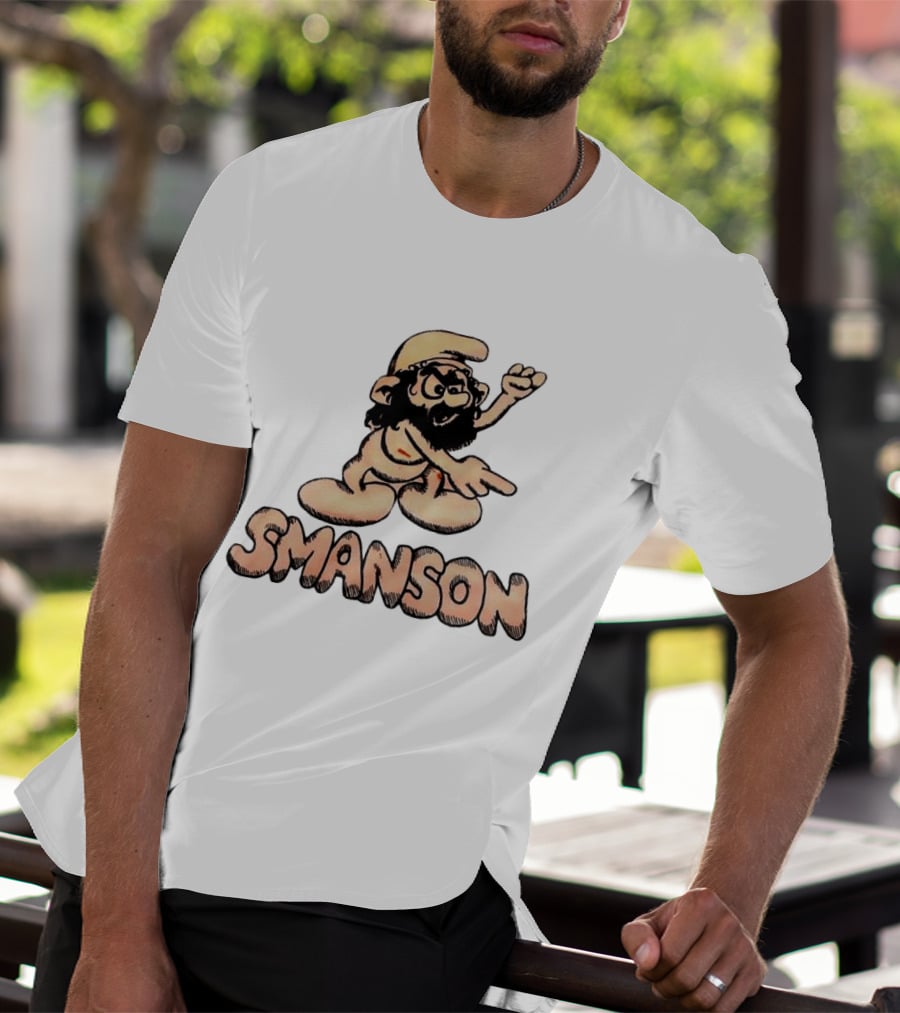 Smanson Smurf X Charles Manson Character Mashup T-Shirt