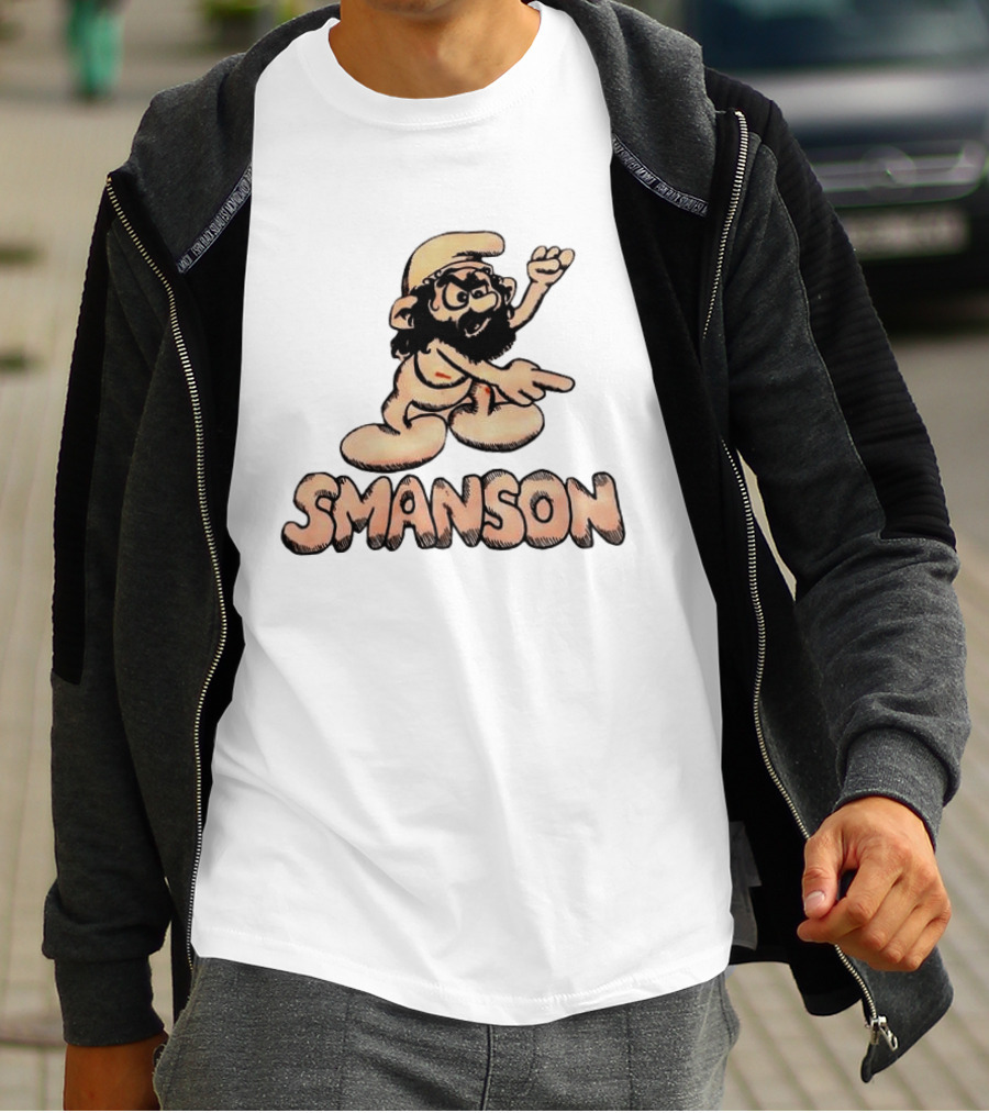 Smanson Smurf X Charles Manson Character Mashup T-Shirt