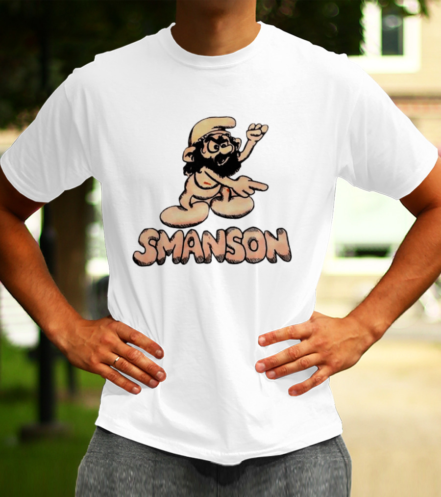 Smanson Smurf X Charles Manson Character Mashup T-Shirt