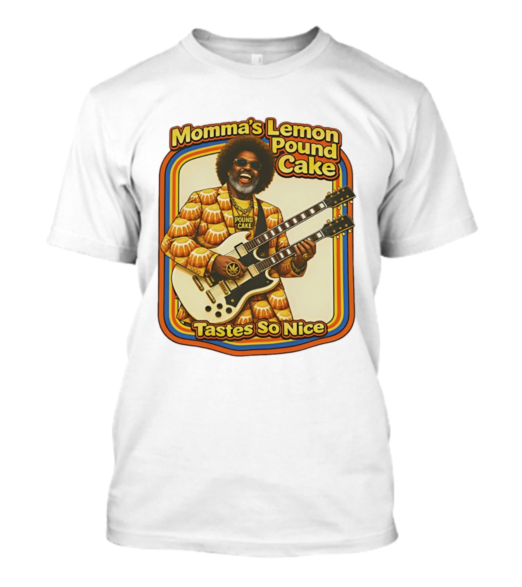 Momma's Lemon Pound Cake Tastes So Nice Double Guitar Retro Vibe T-Shirt