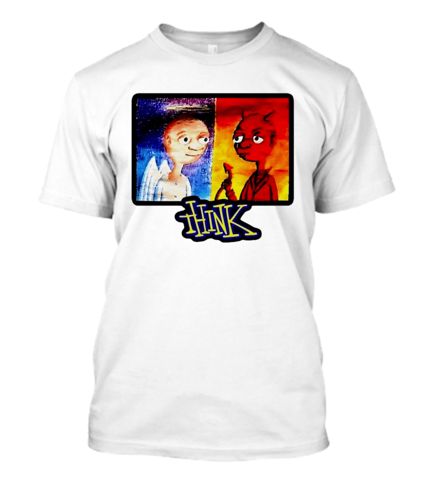 90s Classic Think Angel Vs Devil Cartoon TV Skateboard T-Shirt