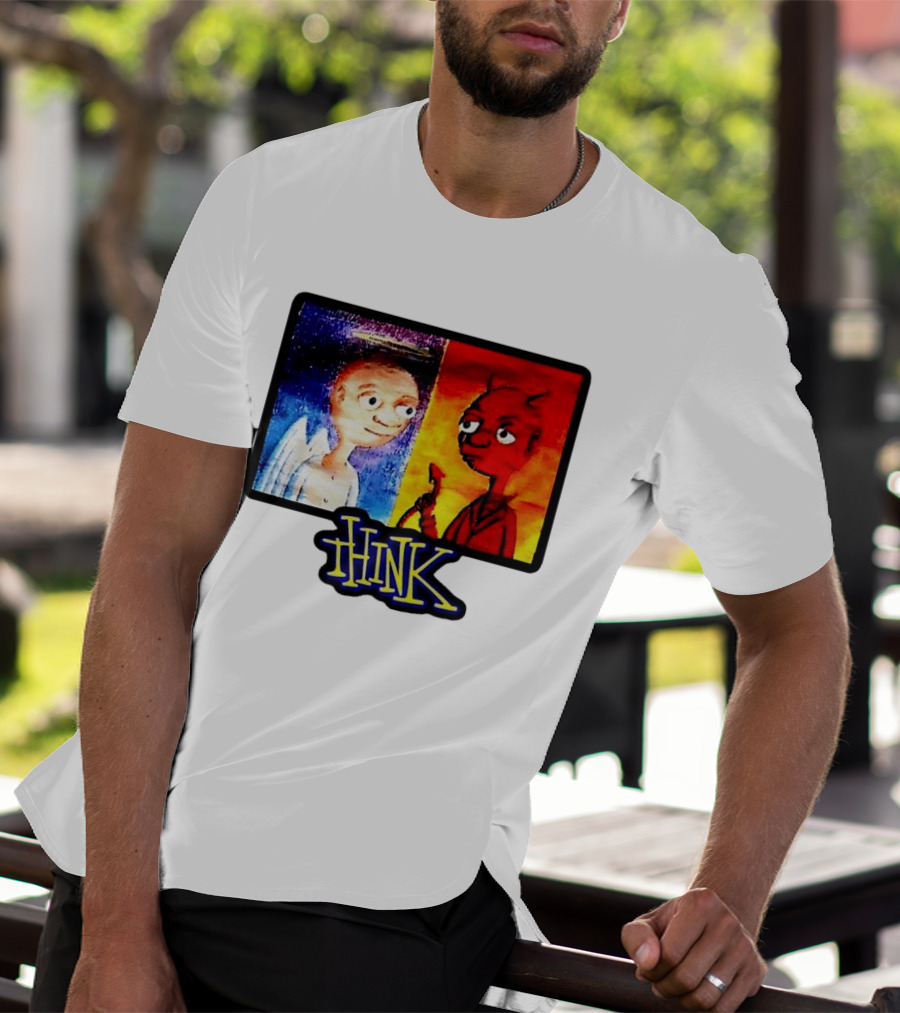90s Classic Think Angel Vs Devil Cartoon TV Skateboard T-Shirt