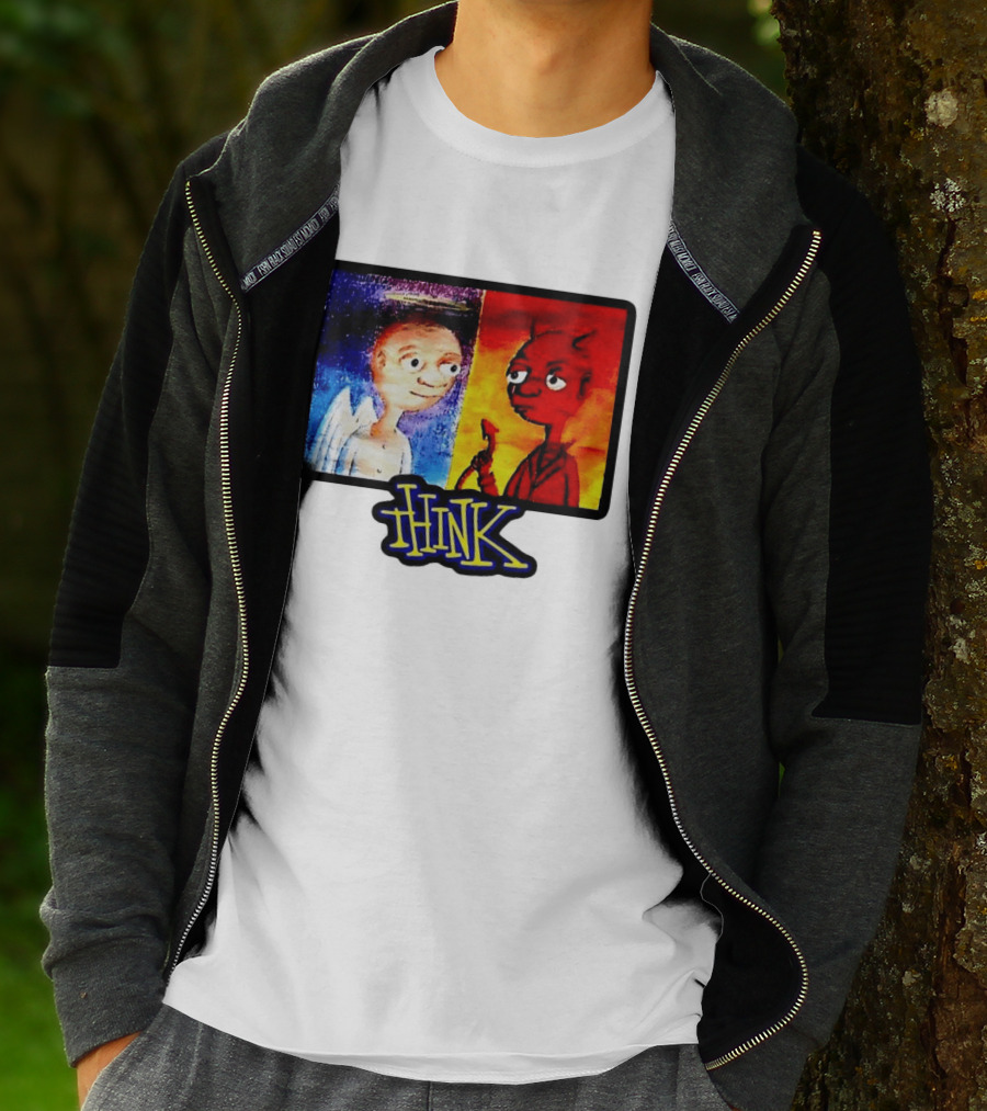 90s Classic Think Angel Vs Devil Cartoon TV Skateboard T-Shirt