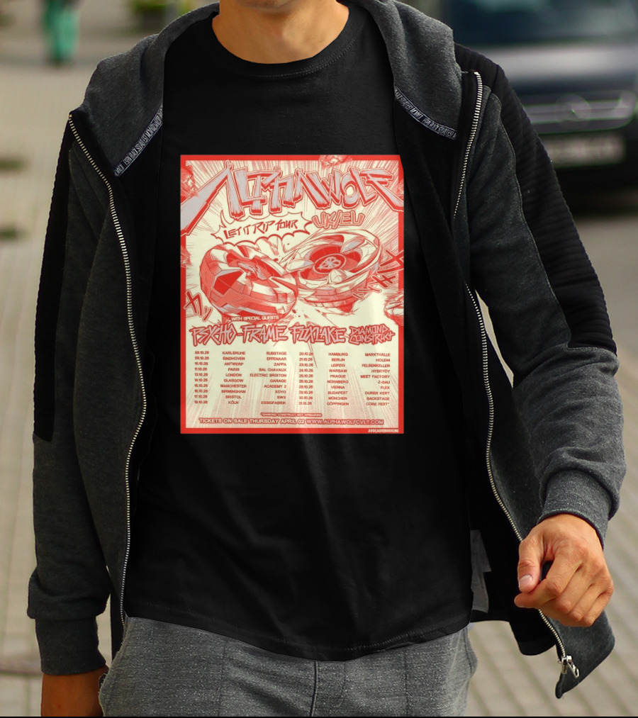 Alpha Wolf Let It Rip Tour Psycho Frame Pink Lake Diamond Construct UK EU 2026 T-Shirt