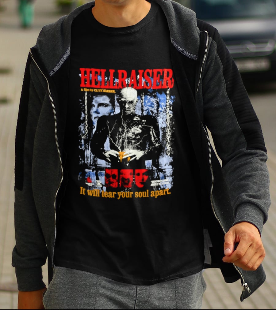 Hellraiser A Film By Clive Barker It Will Tear Your Soul Apart Pinhead Horror T-Shirt