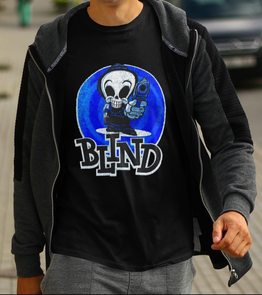 Blind Skateboards Grim Reaper Blue Circle 1990s T-Shirt