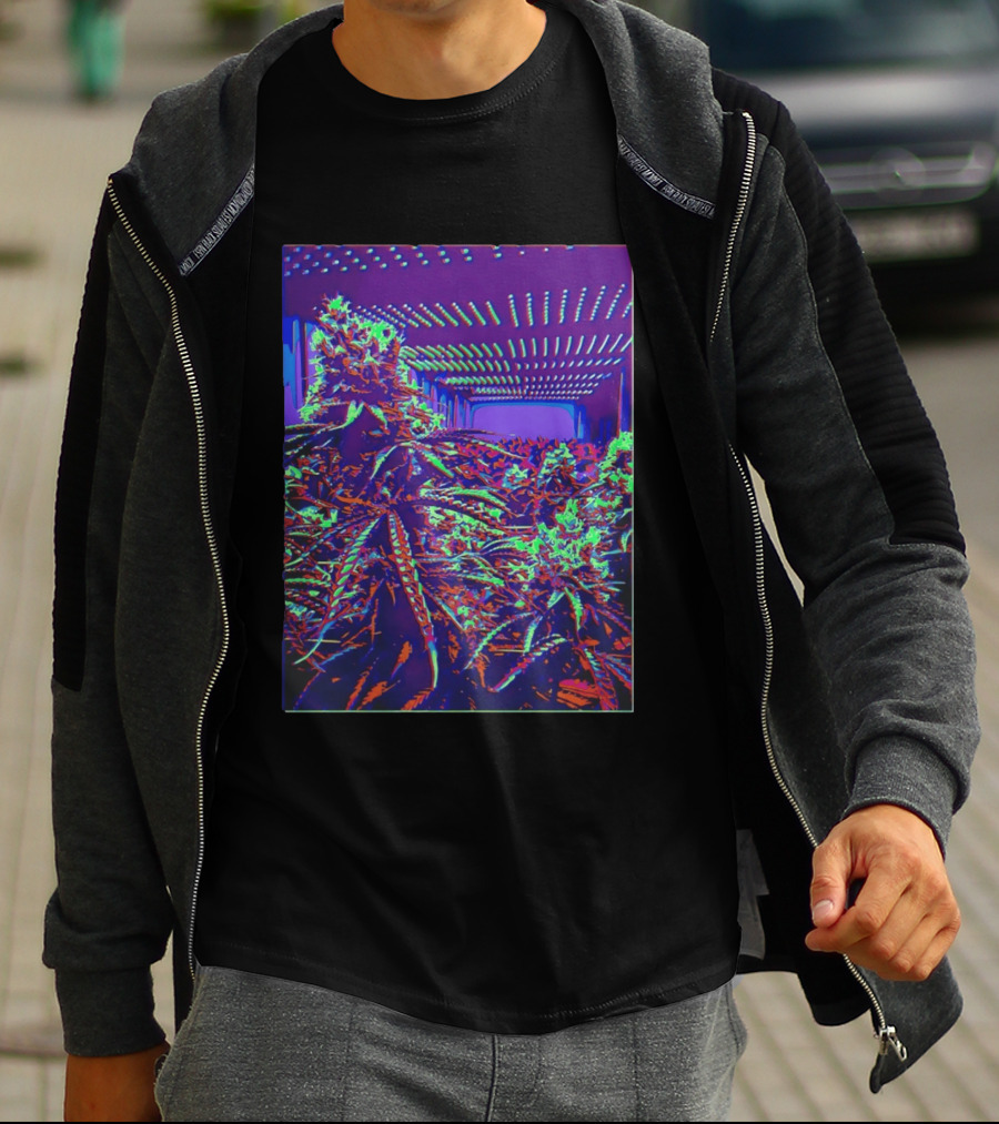 Plant Life By Wicked High Society Neon Cannabis Indoor Garden Purple LED Glow T-Shirt