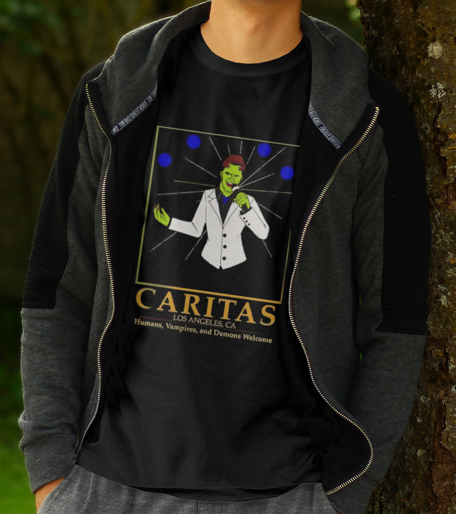 Caritas Los Angeles CA Humans Vampires Demons Welcome Singer In White Suit T-Shirt