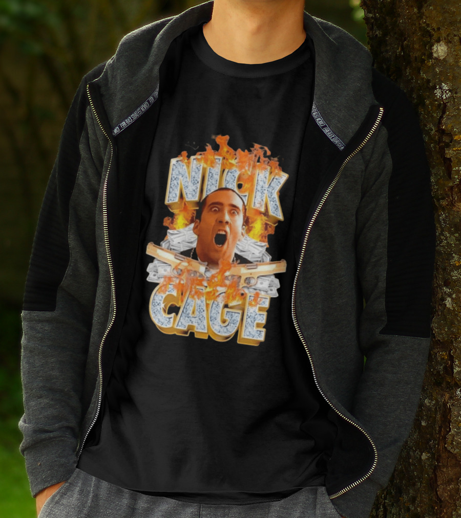 Nick Cage Castor Troy Money 90s Flames Gun Scene T-Shirt